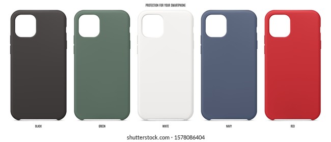 estuches de silicona para smartphones. accesorios para el iphone aislado en fondo blanco. ilustración vectorial de existencias