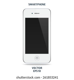 smartphone silver color with black touch screen and flare isolated on white background. detailed and realistic mobile phone mockup. stock vector illustration