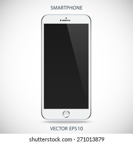smartphone silver color with black touch screen and flare isolated on grey background. realistic and detailed mobile phone mockup. stock vector illustration