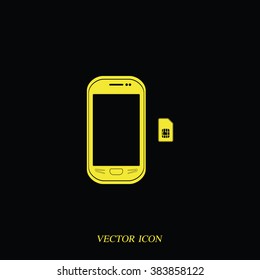 Smartphone with SIM card. Flat icon.