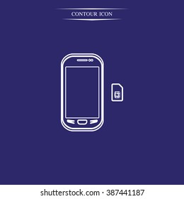 Smartphone with SIM card. Flat icon.