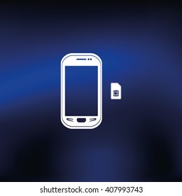 Smartphone with SIM card. Flat icon.
