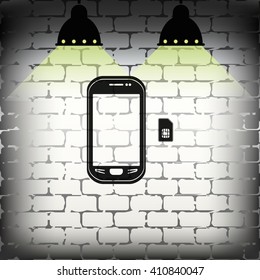 Smartphone with SIM card. Flat icon.