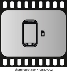 Smartphone with SIM card. Flat icon.