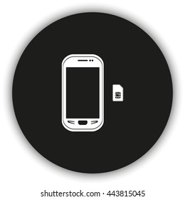 Smartphone with SIM card. Flat icon.