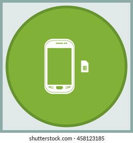 Smartphone with SIM card. Flat icon.