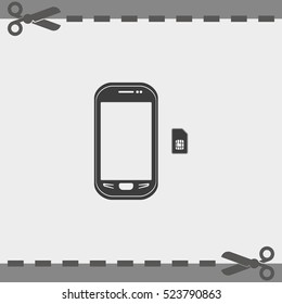 Smartphone with SIM card. Flat icon.