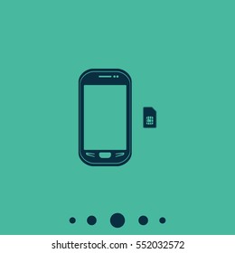 Smartphone with SIM card. Flat icon.