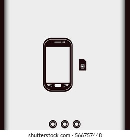 Smartphone with SIM card. Flat icon.