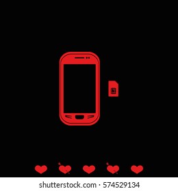 Smartphone with SIM card. Flat icon.