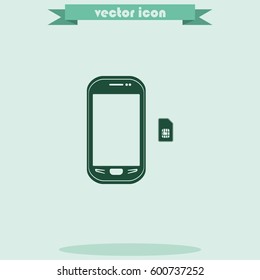 Smartphone with SIM card. Flat icon.