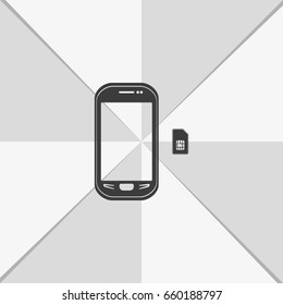 Smartphone with SIM card. Flat icon.