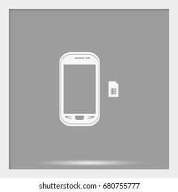 Smartphone with SIM card. Flat icon.