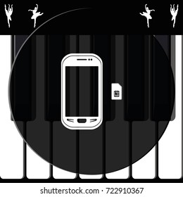 Smartphone with SIM card. Flat icon.