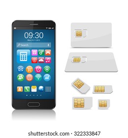 Smartphone with SIM card isolated on white background,vector