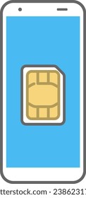 Smartphone- und Sim-Card-einzelne Vektorgrafik