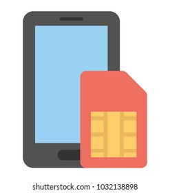 
Smartphone with sim card, mobile sim icon
