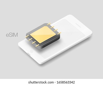 Smartphone with simcard. Vector illustration on grey background. Ready for your design. EPS10.