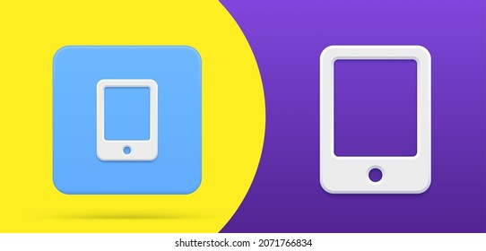 Smartphone simple button emblem set 3d icon vector illustration. Mobile phone logotype modern digital device for remotely distance communication. Electronic device with touchscreen technology display