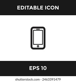 smartphone simple editable icon isolate white background