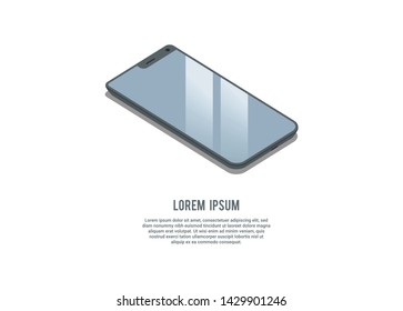 smartphone simple illustration in isometric view