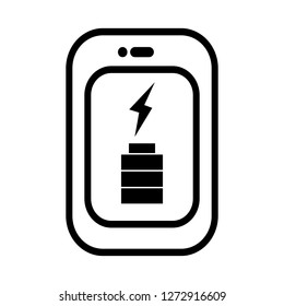 smartphone simple outline icon flat style with battery charging symbol on screen 