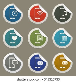 Smartphone simple sticker icons for web