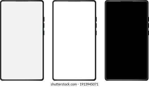 Smartphone simulated as real On a white background Modern digital devices show front and back views. Vector illustration