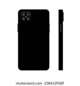Smartphone simulates realistic rear and side views. on a white background modern digital devices. Vector device