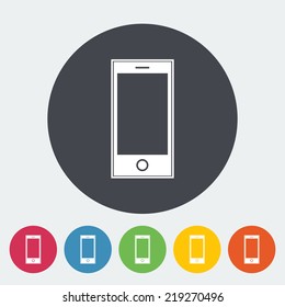 Smartphone. Single flat icon on the circle. Vector illustration.