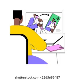 Smartphone skins isolated cartoon vector illustrations. Man with laptop makes order online, buying custom phone skins, mobile technology, creative gadgets accessories vector cartoon.