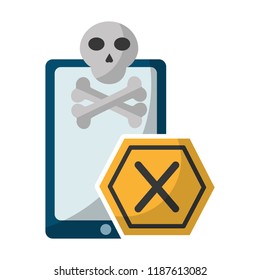 smartphone skull danger alert board