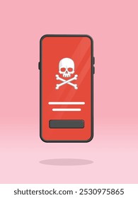 Smartphone Skull hackeado ransomware botão de tela