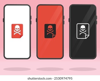Smartphone Skull Virus Archivo Documento malicioso