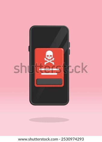 Smartphone Skull Virus Popup Message on Screen