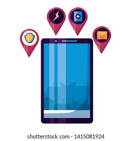 smartphone smart city control app online vector illustration