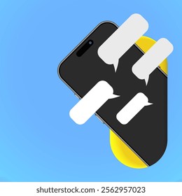 Smartphone and Smart Device Messenger Concept with Square Banner Template. Perfect for Social Media Posts, Landing Pages, Banners, and Flyers. Vector Illustration