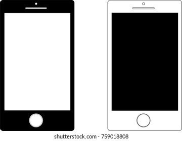 Smartphone or smart device silhouette or icon in black and white colors