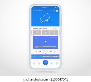 Smartphone smart home controlled app UX UI, IOT Internet of things technology, Digital future home automation tech, smart devices application phone, Wifi cctv lighting heating air, vector illustration