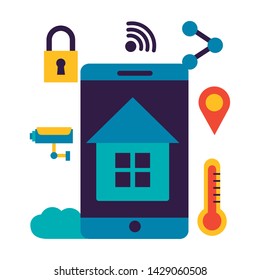 smartphone smart house app wifi free connection vector illustration