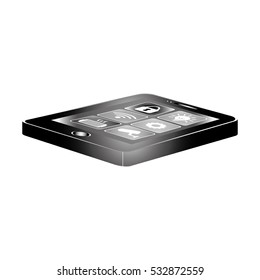 smartphone with smart house control over white background. vector illustration