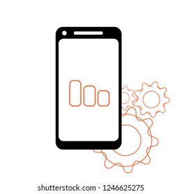 smartphone in smart phone style black color with blank touch screen isolated on white background. stock vector illustration