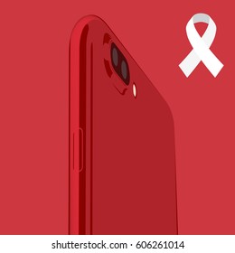 Smartphone in smart phone style red color in support of the fight with AIDS