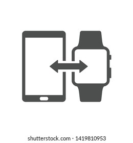 smartphone and smart watch wireless connection synchronization vector icon isolated on white background. web icon for mobile and ui design