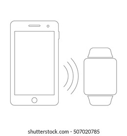 Smartphone and smartwatch outline icon, vector gadgets with blank display.