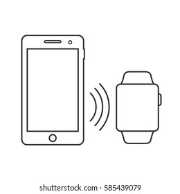 Smartphone and smartwatch outline icon, vector gadgets with blank display.
