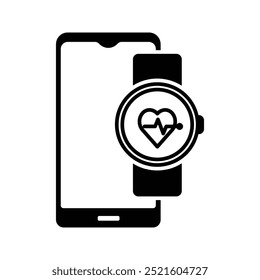 Smartphone with smartwatch synchronization, wearable and mobile device icon vector