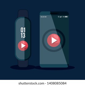 smartphone and smartwatch technology with video app