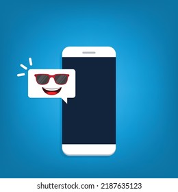 Smartphone with smile. Phone service, recovery and repair concept