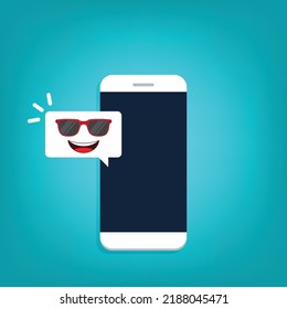 Smartphone with smile. Phone service, recovery and repair concept